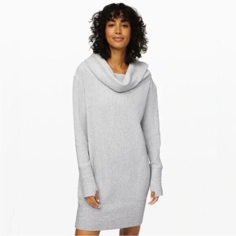 Lululemon Along the Way ribbed sweater dress in light gray XS